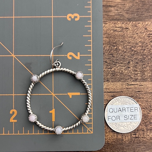 14g Southwestern Peruvian Pink Opal Stone Handmade Sterling Silver Earrings - Picture 6 of 8